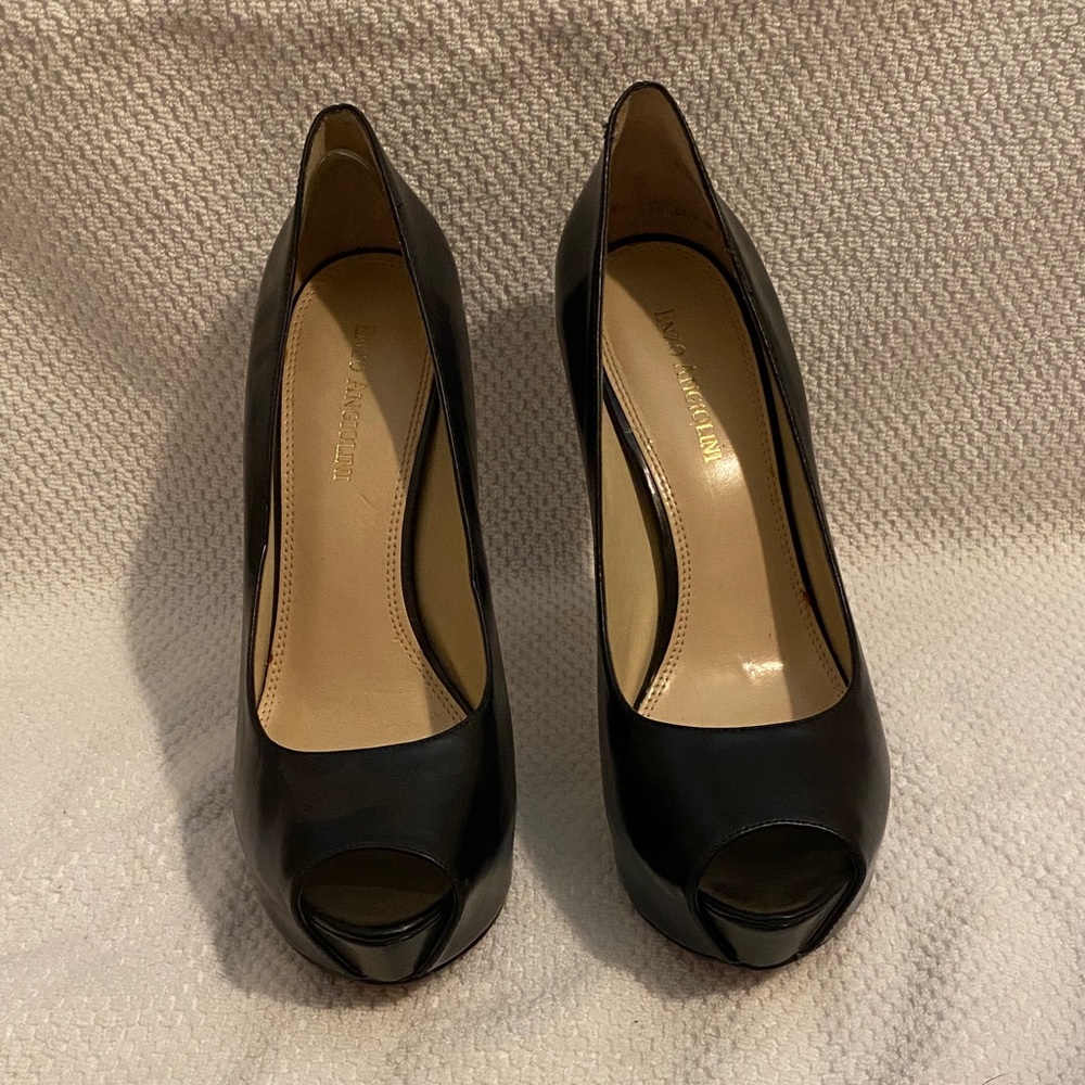 Enzo Angiolini Black Peep Toe Heels